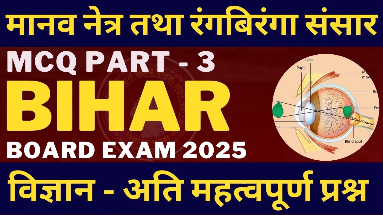 20 Most Important Objective Question | मानव नेत्र तथा रंगबिरंगा संसार | Class 10 Objective 10 Biology Part - 3